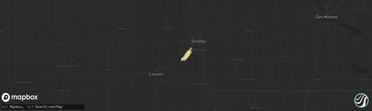 Hail map in Springfield, NE on October 6, 2016