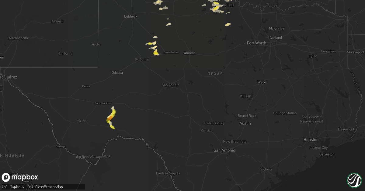 Hail map in Texas on October 6, 2016