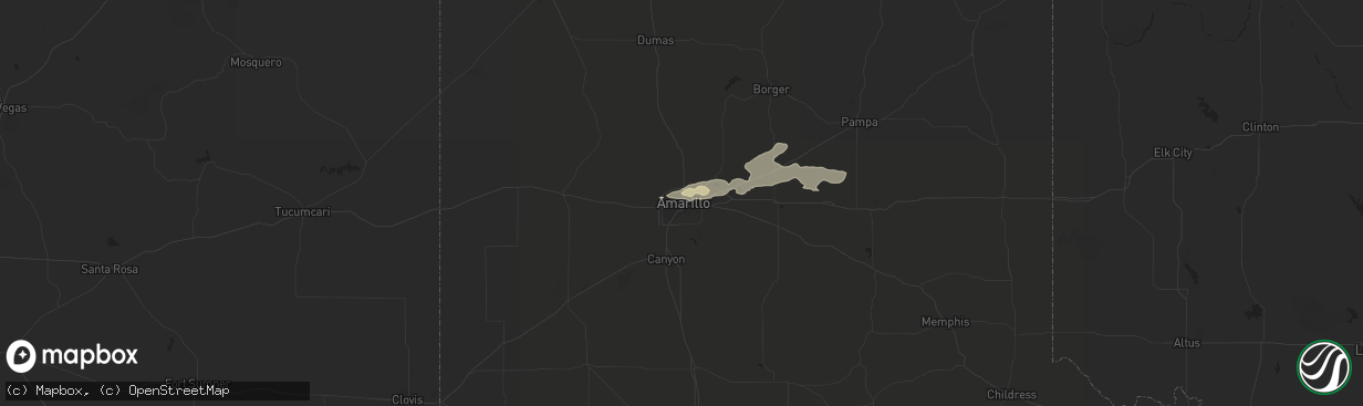 Hail map in Amarillo, TX on October 6, 2017