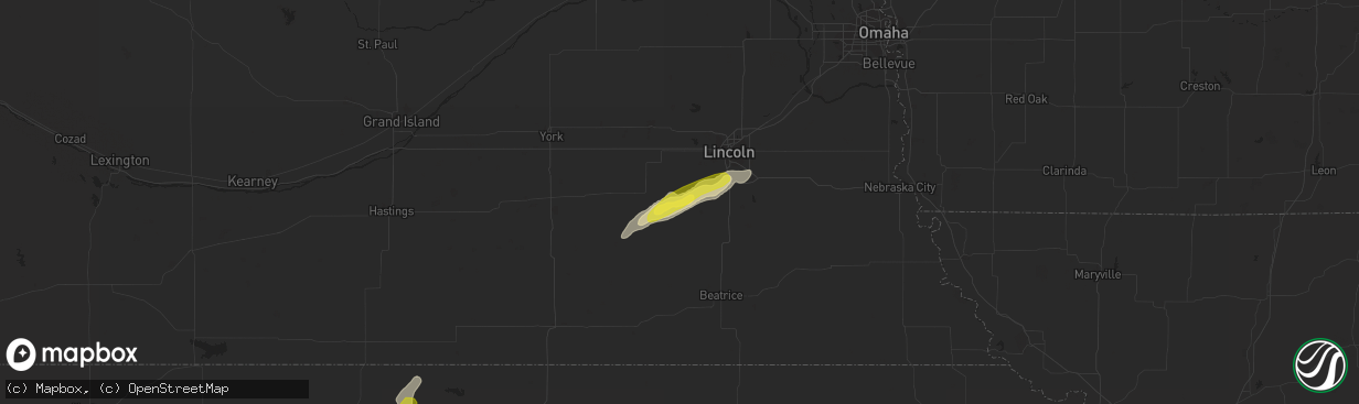 Hail map in Crete, NE on October 6, 2017