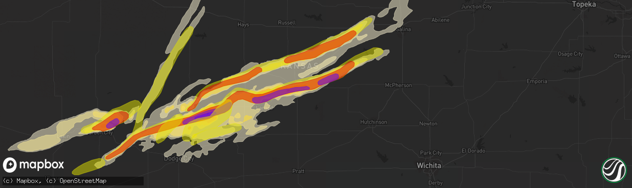 Hail map in Ellinwood, KS on October 6, 2017