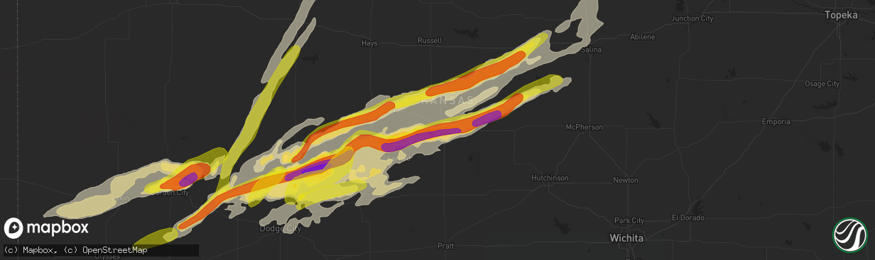 Hail map in Great Bend, KS on October 6, 2017