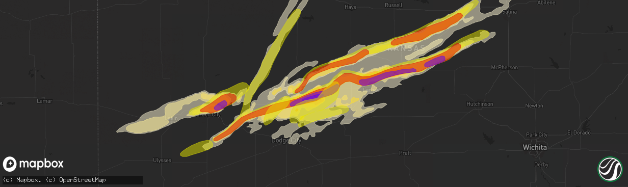 Hail map in Hanston, KS on October 6, 2017