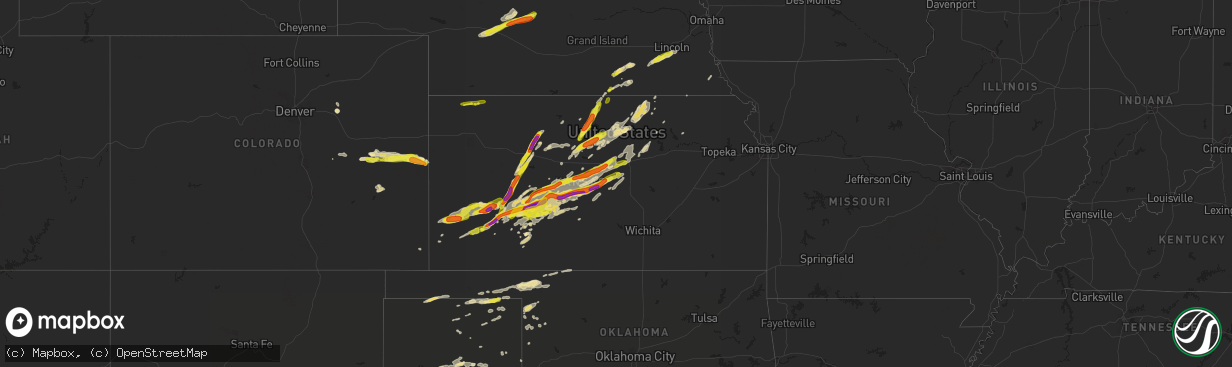 Hail map in Kansas on October 6, 2017