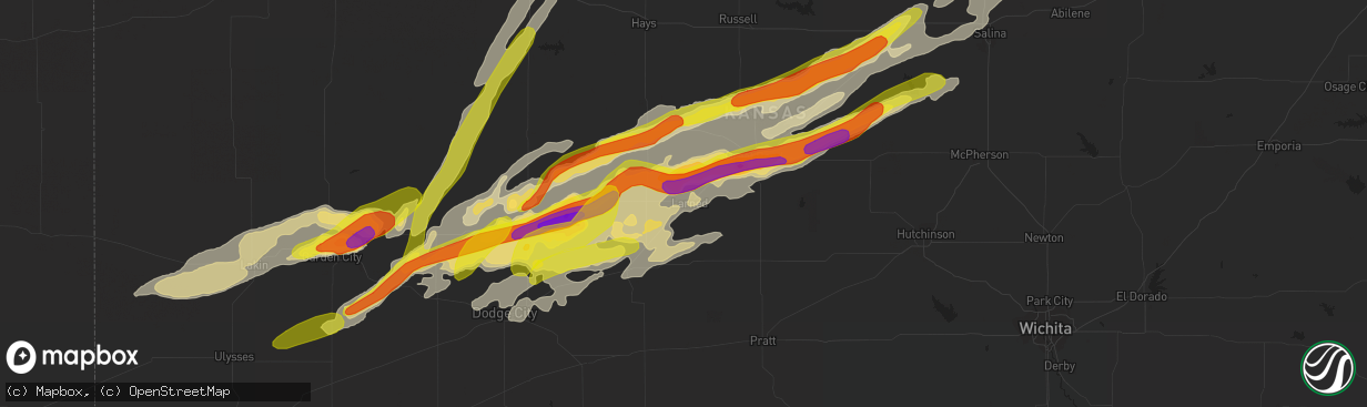 Hail map in Larned, KS on October 6, 2017