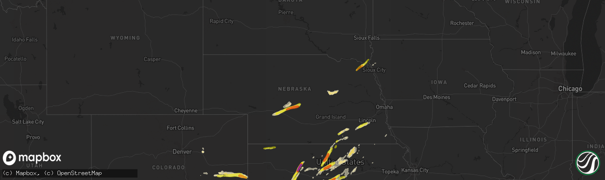 Hail map in Nebraska on October 6, 2017