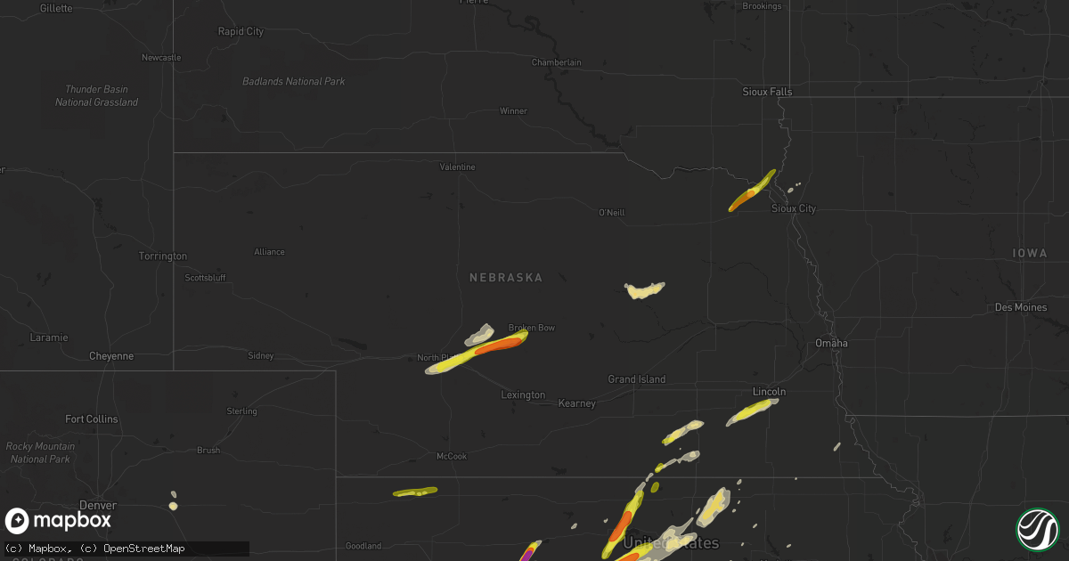 Hail map in Nebraska on October 6, 2017