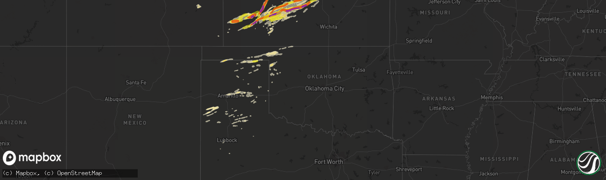 Hail map in Oklahoma on October 6, 2017