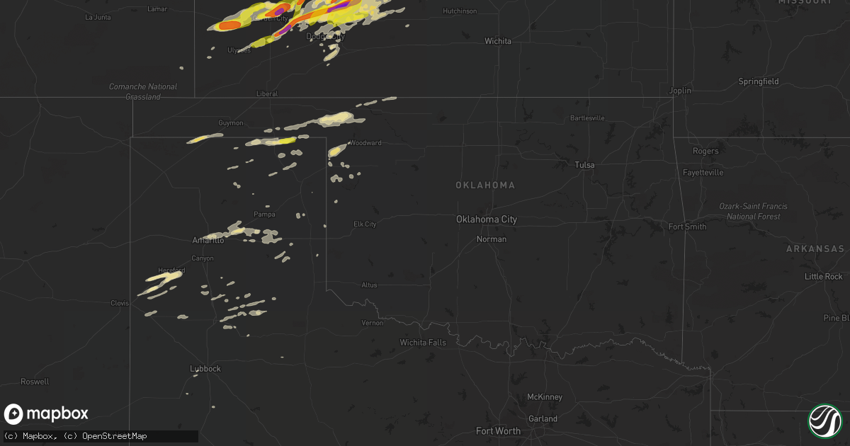 Hail map in Oklahoma on October 6, 2017