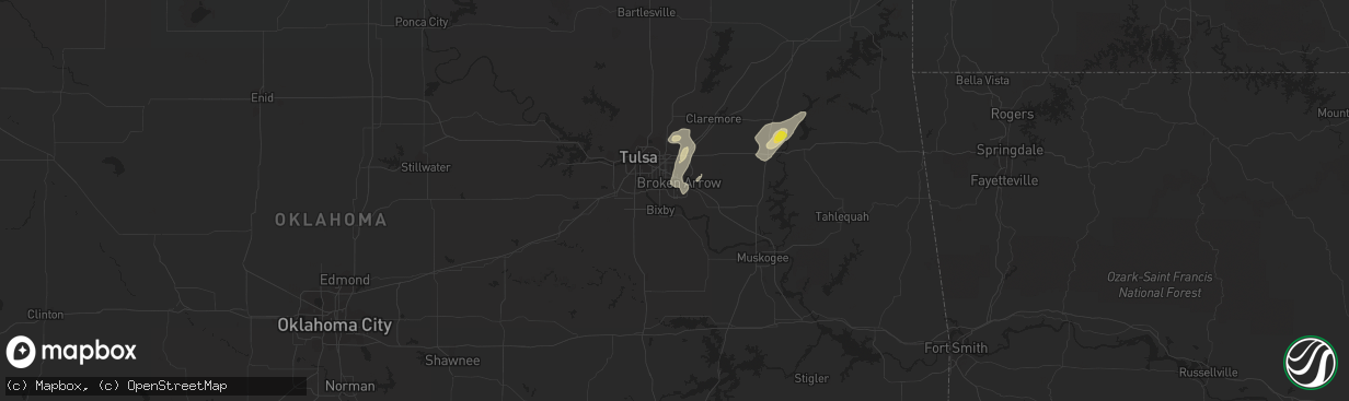 Hail map in Broken Arrow, OK on October 6, 2018