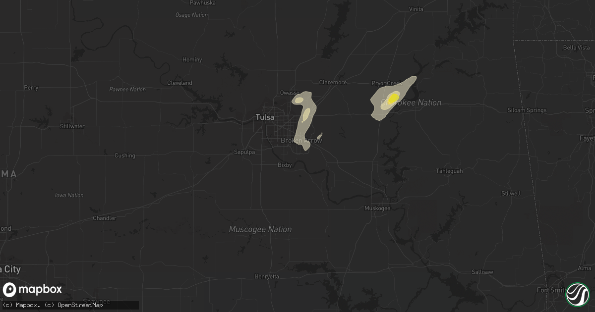 Hail map in Broken Arrow, OK on October 6, 2018
