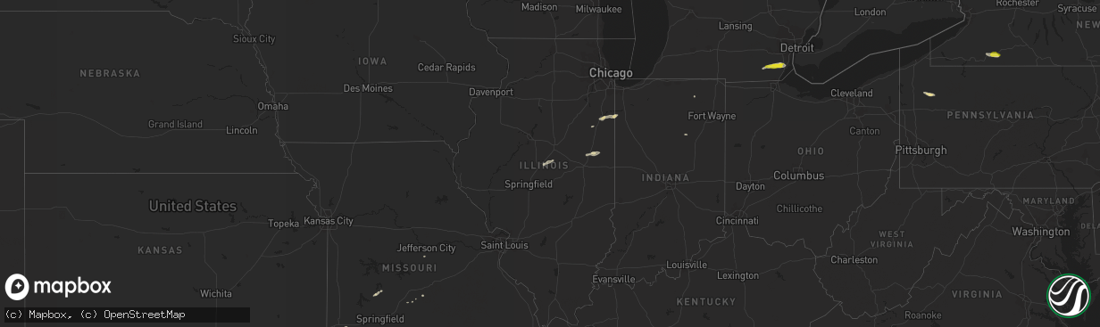 Hail map in Illinois on October 6, 2018