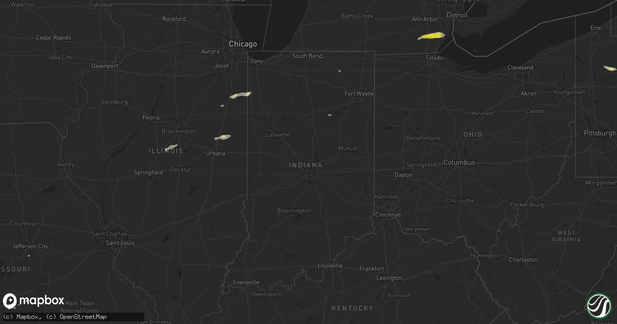 Hail map in Indiana on October 6, 2018