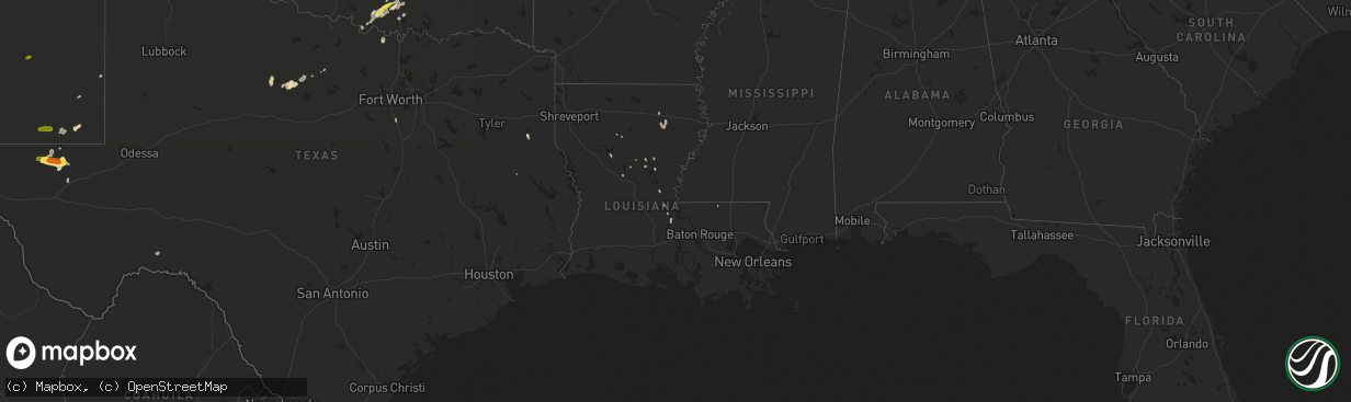 Hail map in Louisiana on October 6, 2018