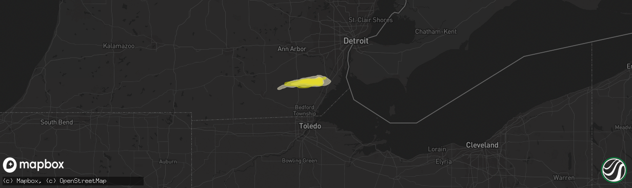 Hail map in Monroe, MI on October 6, 2018