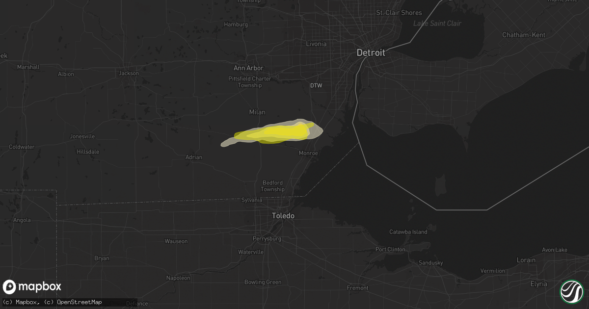 Hail map in Monroe, MI on October 6, 2018