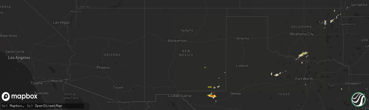 Hail map in New Mexico on October 6, 2018