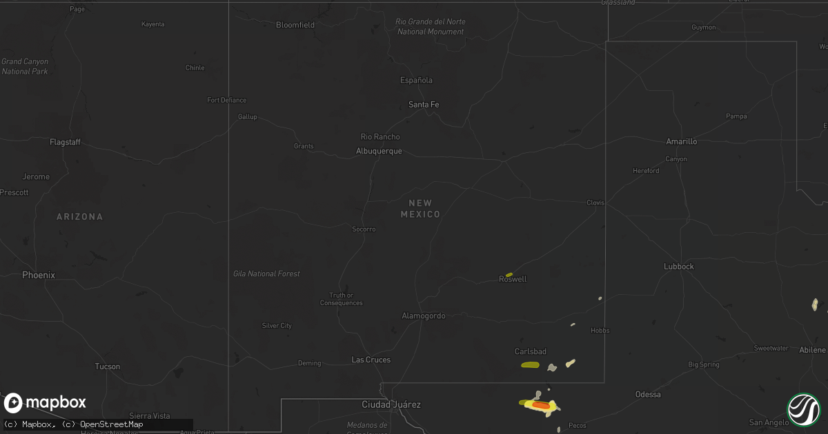 Hail map in New Mexico on October 6, 2018