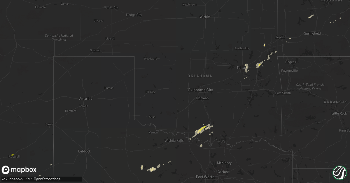 Hail map in Oklahoma on October 6, 2018