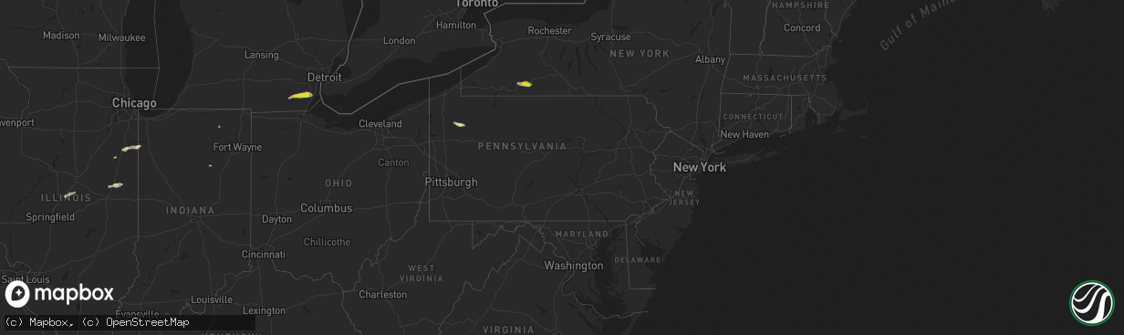 Hail map in Pennsylvania on October 6, 2018