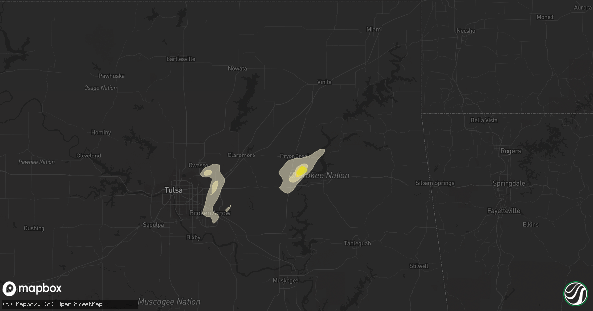 Hail map in Pryor, OK on October 6, 2018