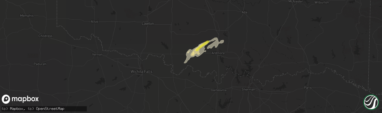 Hail map in Ringling, OK on October 6, 2018