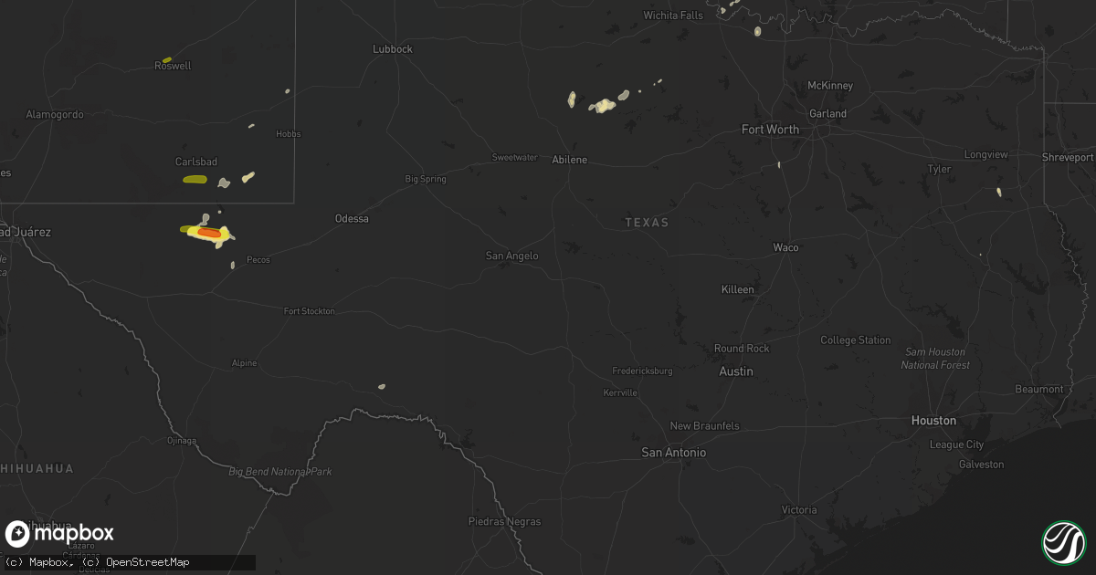 Hail map in Texas on October 6, 2018