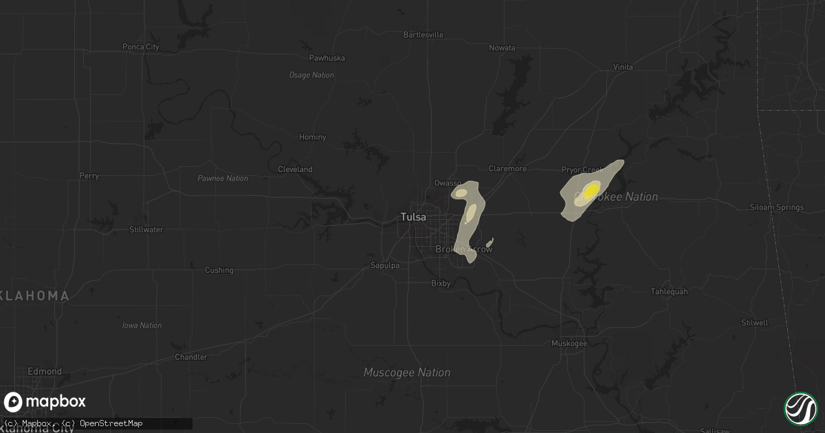 Hail map in Tulsa, OK on October 6, 2018