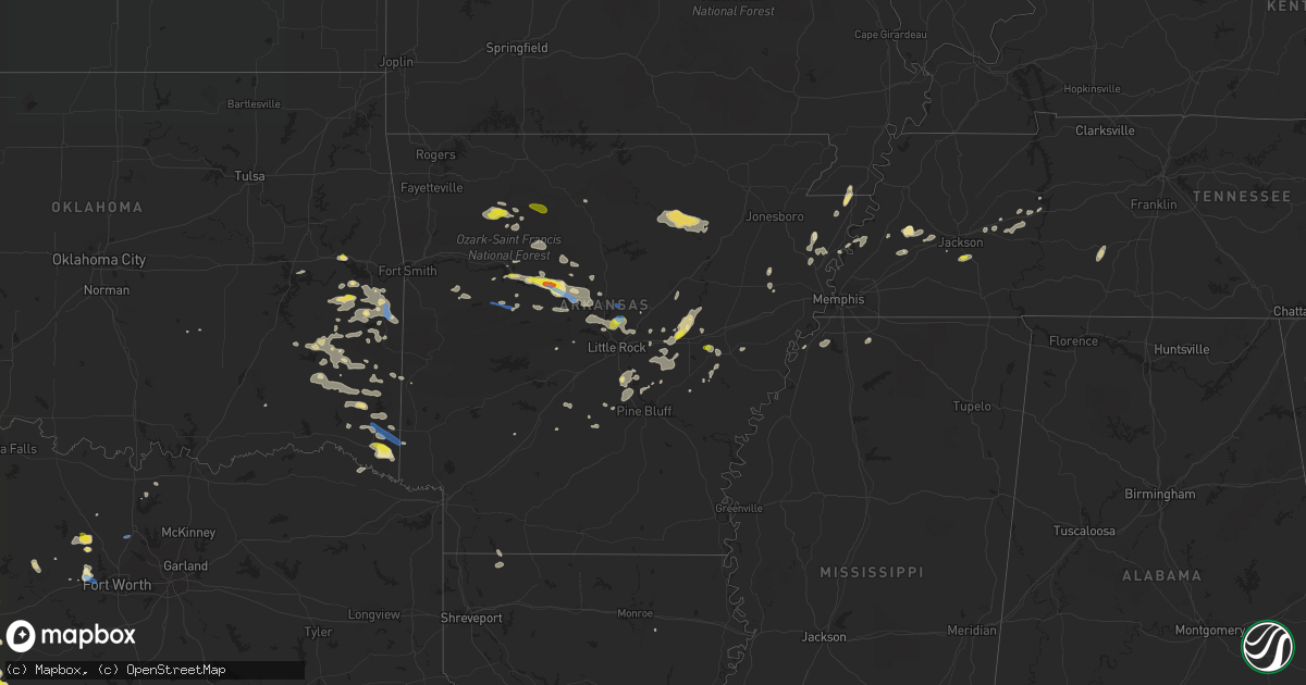 Hail map in Arkansas on October 6, 2019