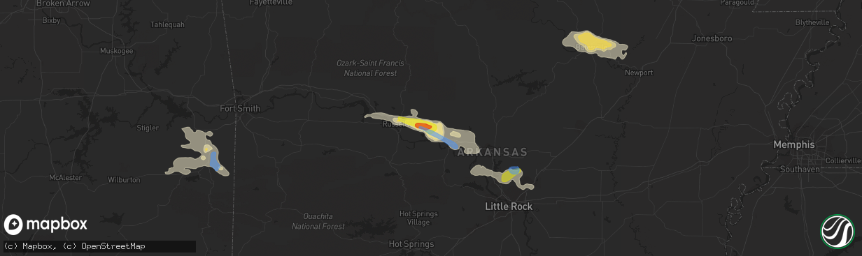 Hail map in Atkins, AR on October 6, 2019