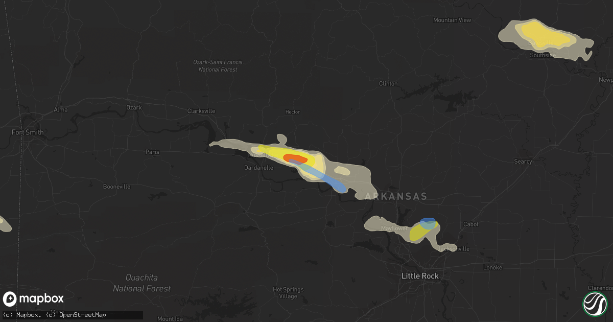 Hail map in Atkins, AR on October 6, 2019