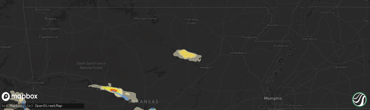 Hail map in Batesville, AR on October 6, 2019