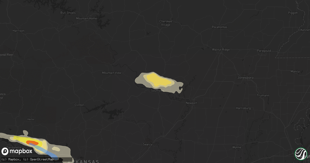 Hail map in Batesville, AR on October 6, 2019