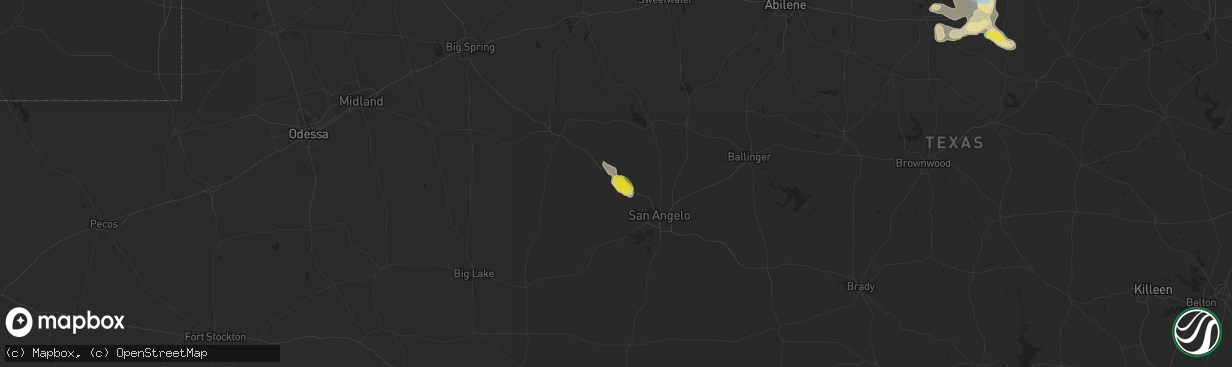 Hail map in Carlsbad, TX on October 6, 2019