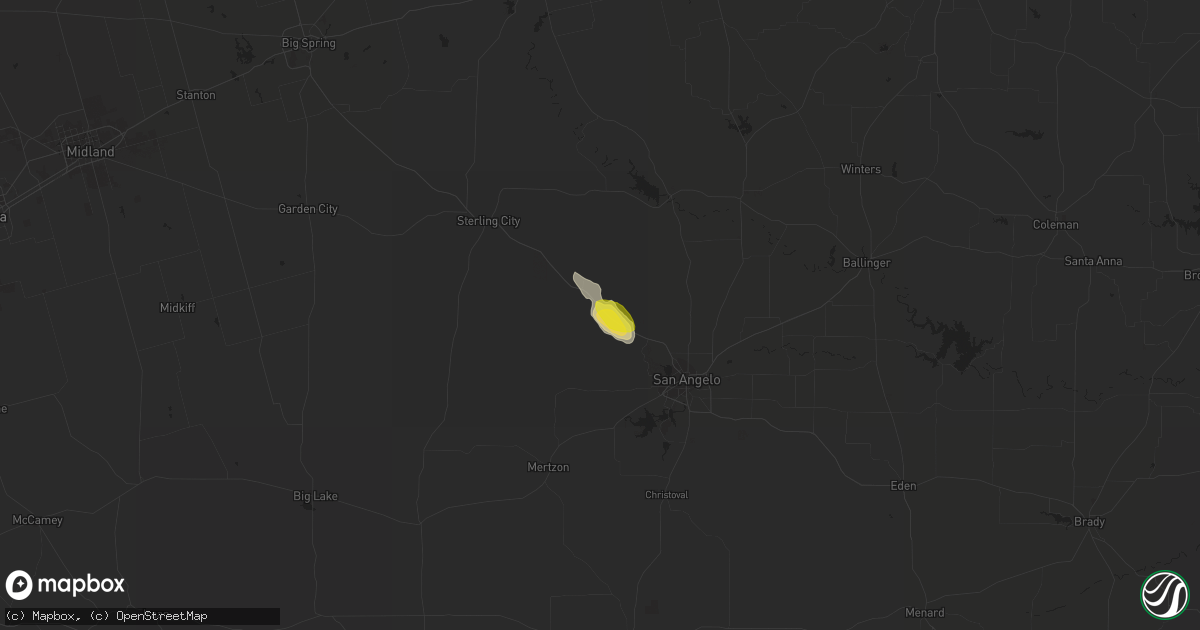 Hail map in Carlsbad, TX on October 6, 2019