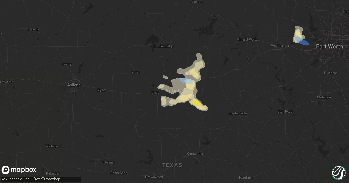 Hail map in Eastland, TX on October 6, 2019