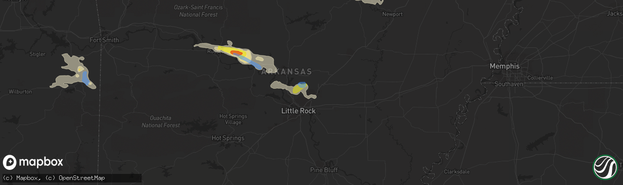 Hail map in Jacksonville, AR on October 6, 2019