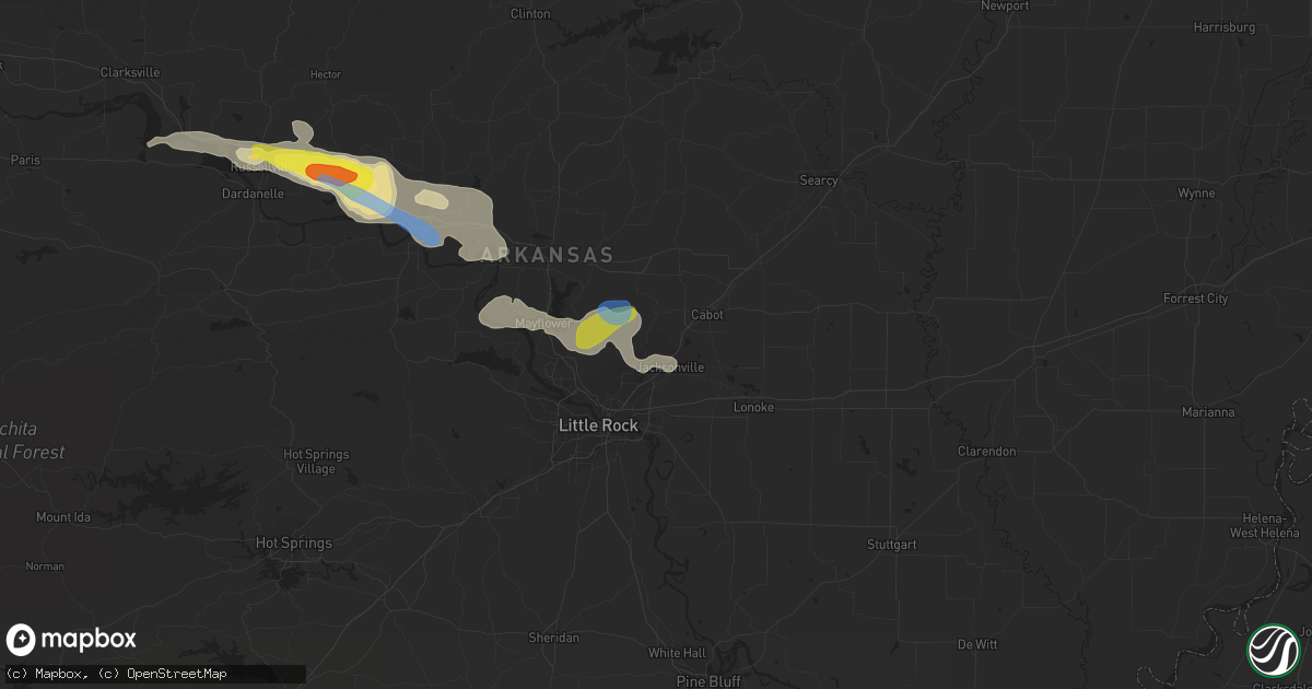 Hail map in Jacksonville, AR on October 6, 2019