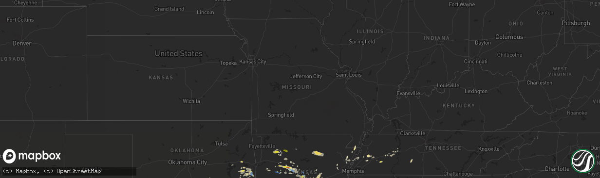 Hail map in Missouri on October 6, 2019