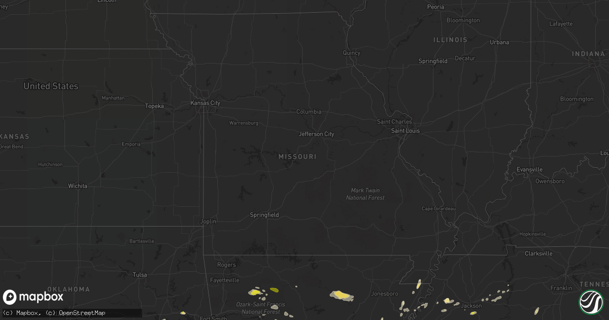 Hail map in Missouri on October 6, 2019