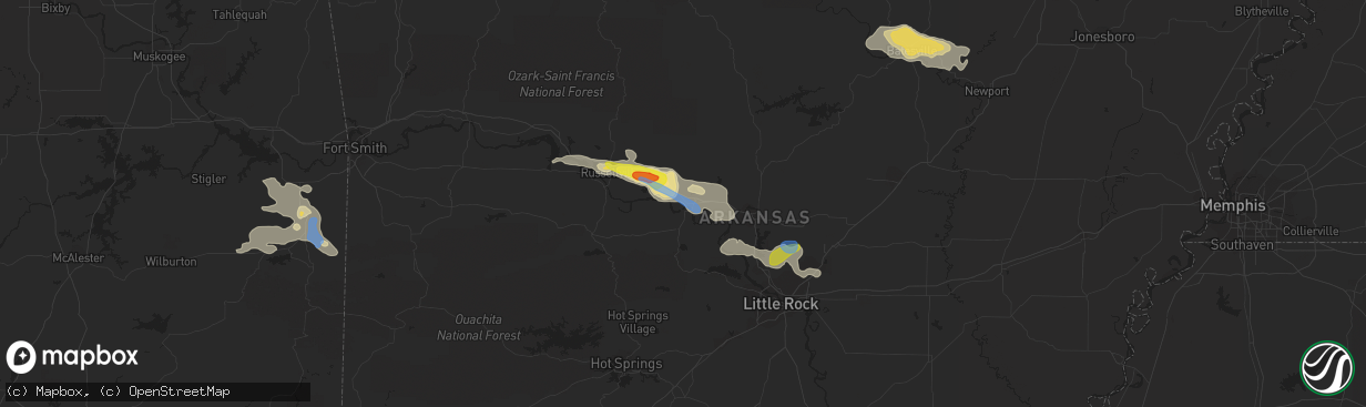 Hail map in Morrilton, AR on October 6, 2019