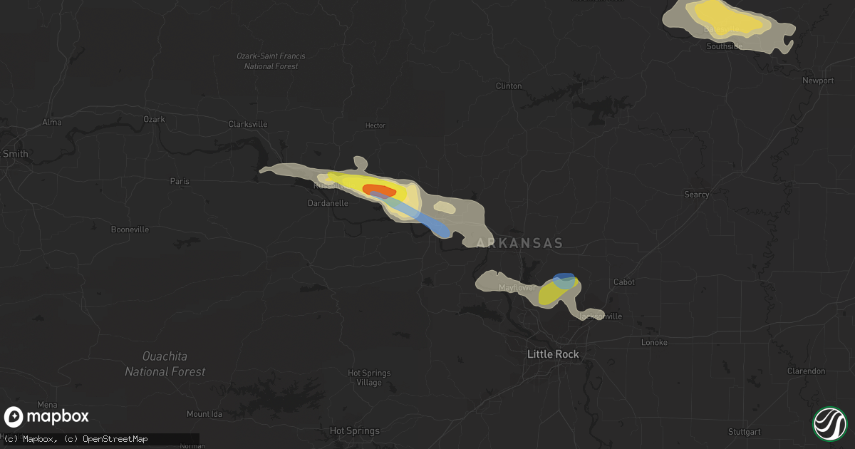 Hail map in Morrilton, AR on October 6, 2019