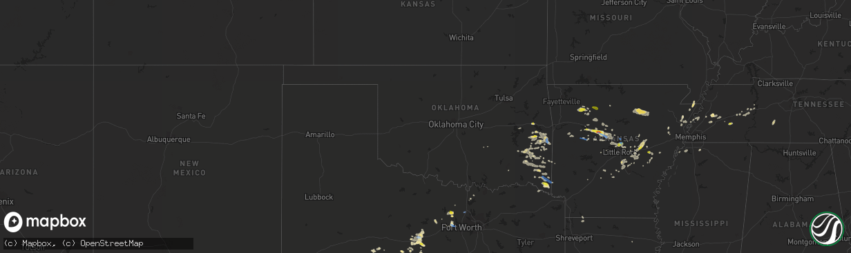 Hail map in Oklahoma on October 6, 2019