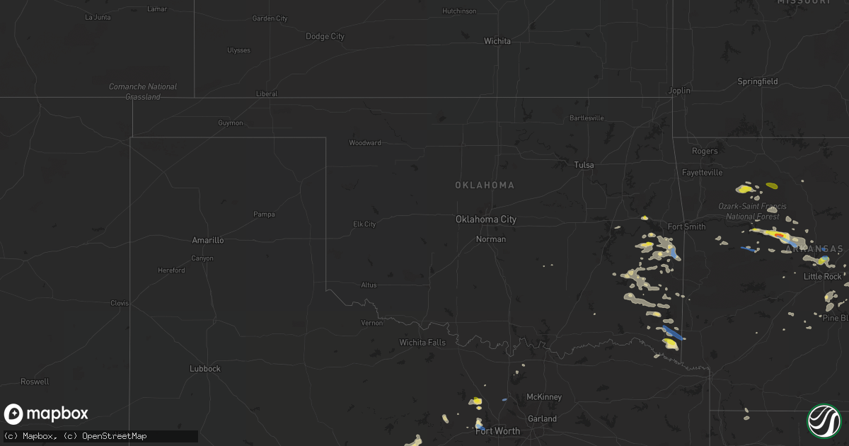 Hail map in Oklahoma on October 6, 2019