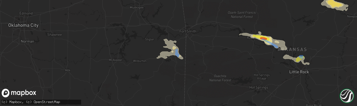 Hail map in Poteau, OK on October 6, 2019