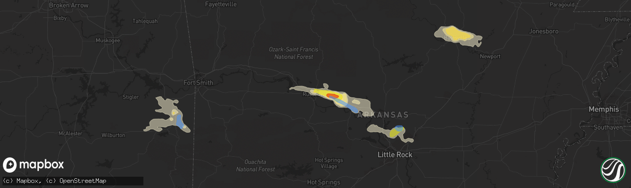 Hail map in Russellville, AR on October 6, 2019