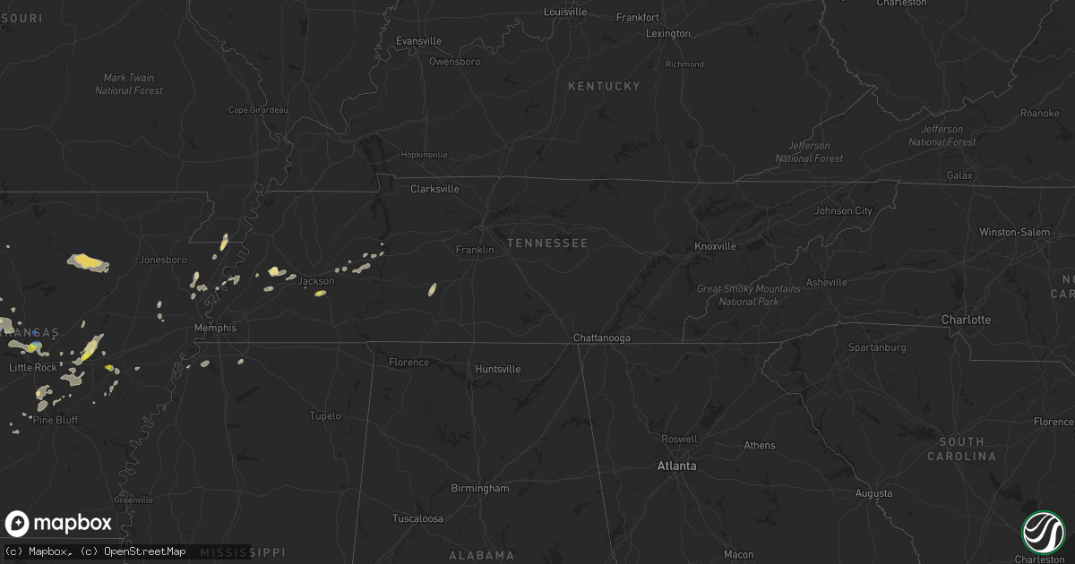 Hail map in Tennessee on October 6, 2019
