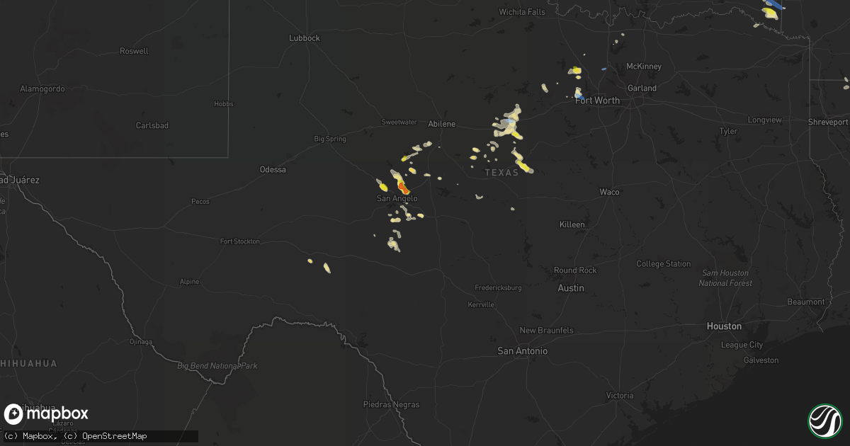 Hail map in Texas on October 6, 2019