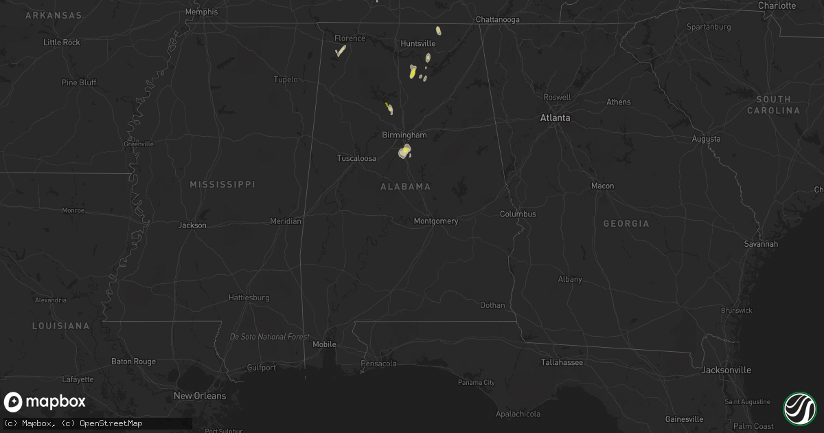 Hail map in Alabama on October 6, 2021