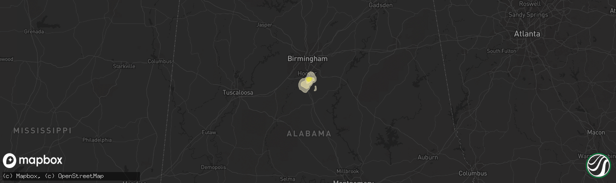 Hail map in Alabaster, AL on October 6, 2021